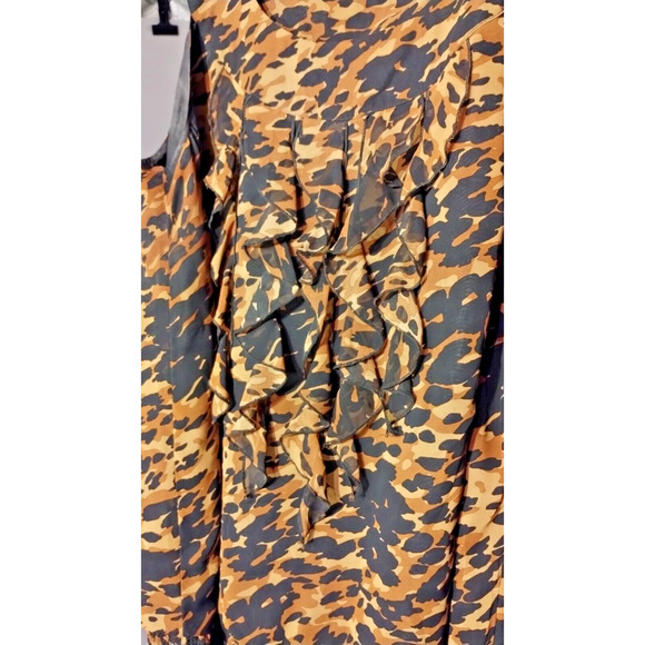 Lane Bryant Woman's Animal Print Sleeveless Blouse Size 20 Ruffles Elastic Band - Picture 6 of 9